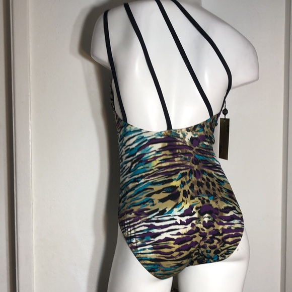Nordstrom A. CHE‎ Into The Wild One Shoulder Leopard Swimsuit Swim Bathing Suit - Picture 4 of 16